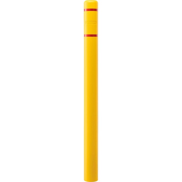 Global Industrial Bollard Post Sleeve, 4 D x 64 H, Yellow With Red Tape, HDPE 708407YR - main